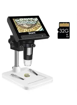 دوربین فیلم‌برداری و عکاسی تلسکوپ و میکروسکوپ Coin Microscope, Dcorn 4.3 Inch LCD Digital Microscope with 32GB TF Card 10X-1000X Magnification Video Camera Handheld Microscope for Coin Observation/PCB Soldering, Windows Compatible 