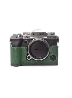 لوازم جانبی فیلم‌برداری و عکاسی اکسسوری حرفه‌ای Fuji XT5 Case - Quality Genuine Leather Half Case for Fujifilm X-T5 Digital Camera - Body Protective Grip Case for Fuji XT5 X-T5, Green, Beauty Case 