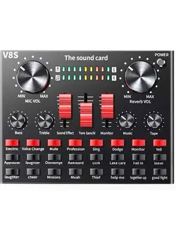 میکروفون سایر Professional Condenser Microphone With V8S Live Sound Card And Studio Recording Broadcasting Set Black 