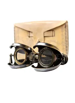 دوربین فیلم‌برداری و عکاسی تلسکوپ و میکروسکوپ Vintage Antique Spy Glass 1857 R & J Beck Brass Binocular with Leather Case 