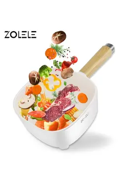 پلوپز، زودپز و آرام‌پز پلوپز ZC306 Electric Cooking Pot Multi functional Hot Pot 3L Large Capacity Non Stick Coating Frying Pan 1000W- White 