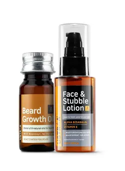مردانه مراقبت از ریش و سبیل USTRAA Beard Growth Oil 35ml And Face Stubble lotion 60ml Combo Pack of 2 