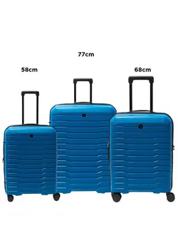 چمدان و ساک مسافرتی چمدان تک Echolac Lordnorth 58+68+77cm 3 Piece Set Hardcase Expandable 4 Double Wheel  Luggage Trolley Set  Blue 