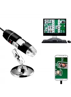 دوربین فیلم‌برداری و عکاسی تلسکوپ و میکروسکوپ 40 to 1000x Magnification Endoscope, 8 LED USB 2.0 Digital Microscope, Mini Camera with OTG Adapter and Metal Stand, Compatible with Mac Windows 7 8 10 11 Android Linux 