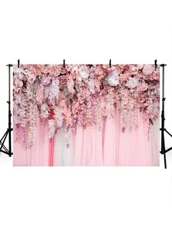 لوازم جانبی فیلم‌برداری و عکاسی اکسسوری حرفه‌ای 7x5ft Spring Pink Flower Background Floral Blossom Girl Birthday Party Baby Shower Wedding Bridal Shower Banner Portrait Photography Video Studio Photo Backdrop Props 