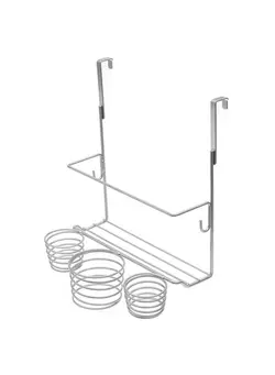 لوازم و مواد فرم‌دهی مو سشوار 4 Compartment Over The Cabinet Hair Care And Styling Tool Multipurpose Bath Accessory Rustresistant Steel Storage Organizer Chrome