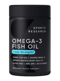 ویتامین و ساپلیمنت مکمل‌های گوارشی Triple Strength Omega 3 Fish Oil -EPA & DHA Fatty Acids from Wild Alaskan Pollock - Heart, Brain & Immune Support for Men & Women - 1250 mg, 180 Softgel