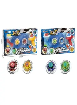 گجت، فیجت و سرگرمی اسپینر Okk - 2 Player Gyro Fighting Alloy Gyro Silver Metal Spin Toy With Launcher, Ruler & Disassembly - Assorted