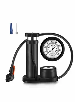 تجهیزات دوچرخه پمپ باد و تلمبه Bike Pump, Mini Portable Bicycle Foot Pump with Pressure Gauge,Bike Tire Air Pump with Gas Ball Needle for All Bike,Fits Presta & Schrader Valve