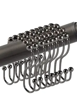 حوله و لوازم حمام سایر Shower Curtain Hooks 12PCS Shower Curtain Rings, Stainless Steel Roller Rust-Resistant Balance Sliding Anti-Drop Double Head Shower Hooks Rings for Bathroom Shower Rods Curtains (Bronze)