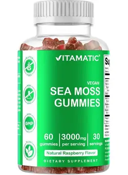 ویتامین و ساپلیمنت مکمل‌های گوارشی Irish Sea Moss Gummies 3000 Mg 60 Vegan Gummies Made With Bladderwrack & Burdock Root Seamoss Supplement For Thyroid Energy Immune Support (60 Gummies (Pack Of 1))