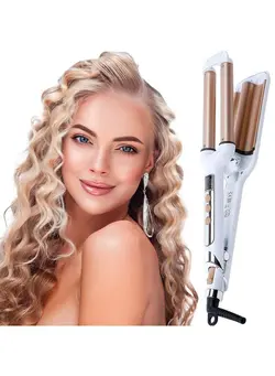 اتو مو فر کننده 3 Barrel Iron Hair Waver Ceramic Hair Crimper 0.6 Inch Hair Curling Iron