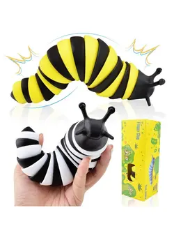 گجت، فیجت و سرگرمی اسپینر Fidget Slug Toy Sensory Slug Fidget Toy For Kids & Adults 2Pcs Cute 3D Articulated Sensory Toys Can Be Spliced Safe｜Exercise Wrist Strength & Stress Relief Great Gift For Adhd Autism