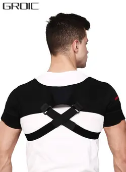 لوازم فیتنس کش، تسمه و بند Double Shoulder Support Strap Wrap, Shoulder Brace Two-Way Adjustable Pressurized for Shoulder Stability and Recovery, Fits Left and Right Shoulder Outdoor Hiking Lifting Sports
