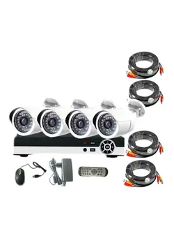 دوربین مدار بسته سایر 4-Piece 1.3 MP CCTV Home Security Bullet Camera Kit White/Black