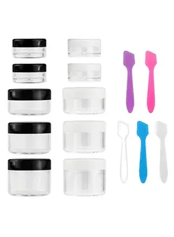 زیبایی و آرایش سایر 10 Pieces Makeup Travel Containers With Lids 3/5/ 10/15/ 20 Gram Size Cosmetic Jars With 5 Pieces Mini Spatulas For Gift(Random Color)