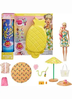 عروسک و لوازم  جانبی اکسسوری عروسک Color Reveal Foamdoll & Pet Friend With 25 Surprisesscented Bubble Solution Outfits Hair Extension Kid Bracelet & Charm Hidden In Sand; Sunny Pineappletheme; For Kids 3 Years & Up