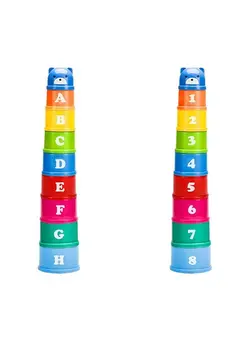 اسباب‌بازی‌های کودک و نوپا سایر Stack Up Cup Toys Rainbow Nesting & Stacking Cups Baby Building Set 9 Pieces Colorful Toy Set For Infants, Toddlers, And Kids