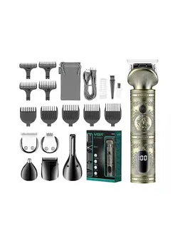 مردانه ماشین اصلاح VGR V-106 Professional 6in1 Grooming Kit with LED Display Trimmer 180 min Runtime 16 Length Settings (Gold)