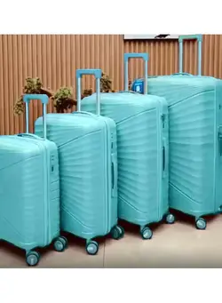چمدان و ساک مسافرتی چمدان تک MYK High-quality Beautiful Lightweight Luggage travelling bags luggage trolley 4 pcs 20, 24, 28,32 inches set PP anti theft double zipper with TSA lock Light Blue.