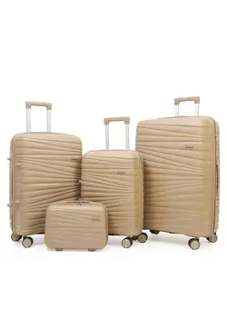 چمدان و ساک مسافرتی چمدان تک MYK High-quality Beautiful Lightweight Luggage travelling bags luggage trolley 4 pcs 20, 24, 28,32 inches set PP anti theft double zipper with TSA lock Brown.