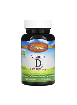 ویتامین و ساپلیمنت مکمل‌های گوارشی Vitamin D3 50 mcg 2000 IU 120 Soft Gels