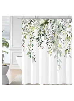حوله و لوازم حمام سایر Shower Curtain Green Eucalyptus Watercolor Plant Leaves with Floral Bathroom Decor Waterproof Fabric Shower Curtain with 12 Hooks 72x72 Inch Bath Accessories Art Home Decor Fabric (Green Eucalyptus)