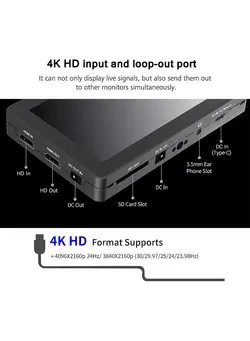 دوربین مدار بسته سایر FEELWORLD F6 PLUS 6 Inch On-Camera Field Monitor Kit 3D LUT Video Assist with Sunshade Tilt Arm Support 4K HD Input & Output 1920*1080 Pixels HD IPS Touchscreen