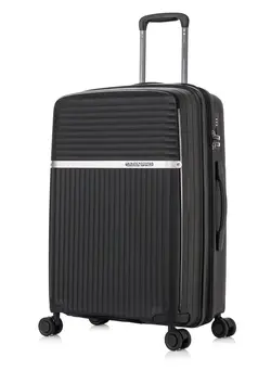 چمدان و ساک مسافرتی چمدان تک Light Weight PP Fashion Trolley Luggage Expandable Hard Case Medium Checked Suitcase with Safe Zipper and 4 Quite 360° Double Spinner Wheels CP002 Black
