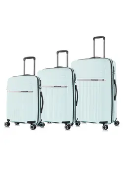 چمدان و ساک مسافرتی چمدان تک Light Weight PP Fashion Trolley Luggage Set of 3 Expandable Hard Case Suitcase with Safe Zipper and 4 Quite 360° Double Spinner Wheels CP002 Sapphire Mint