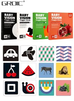 یادگیری و آموزشی سایر 80 PCs 160 Page High Contrast Baby Flashcard, Black White Colorful Visual Stimulation Learning Activity Card for Babies Ages 0-3-6-12-36 Months, 5.7'' x 5.7'' Newborn Infants Toys Gift