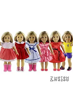 عروسک و لوازم  جانبی اکسسوری عروسک Zwsisu 6 Pc American Girl Doll Clothes(Not Include Doll And Shoes) For 18 Inch American Girl Doll