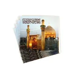 برچسب با شعار یا امیرالمومنین علی بن ابی طالب ایوان طلا ابعاد 3.5*3.5 پک 50 عددی