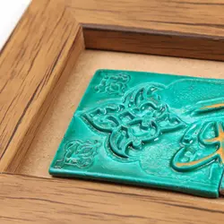 تابلوی افقی سرامیکی طرح صلوات با قاب چوبی 20*50