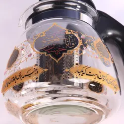 قوری پیرکس یک لیتری با شعار حسین منی و انا من حسین طرح گل