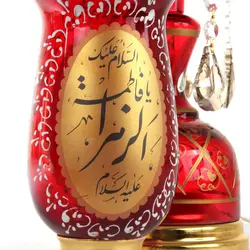 شمعدان با شعار السلام علیک یا اباعبدالله الحسین و یا فاطمة الزهرا ارتفاع 50 سانتیمتر (700362)
