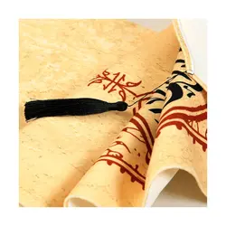 کتیبه مخمل سه عددی پایین هلالی کرم منقش با نام «حسین ابن علی الشهید» 65*140، در دو طرف اباالفضل عباس،زینب کبری 35*130