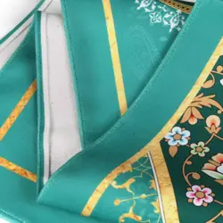 کتیبه مخمل افقی مستطیلی با شعار اللهم عجل لولیک الفرج زمینه فیروزه ای (700643)