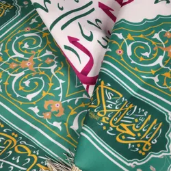 کتیبه مخمل افقی مستطیلی با شعار یا مولای یا صاحب الزمان زمینه سبز 38*80