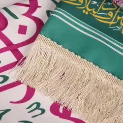 کتیبه مخمل افقی مستطیلی با شعار یا مولای یا صاحب الزمان زمینه سبز 38*80