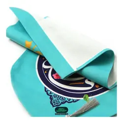 کتیبه مخمل عمودی یا قائم آل محمد فیروزه ای رنگ ابعاد 20*40 سانتی متر ویژه نصب کنار آیفون و درب منازل