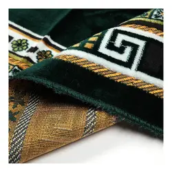 سجاده مخمل سبز تیره حاشیه کرم 70*120 کد5