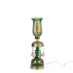 شمعدان با شعار السلام علیک یا اباعبدالله الحسین و یا صاحب الزمان ارتفاع 50 سانتیمتر رنگ سبز