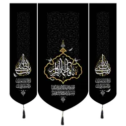 کتیبه کجراه سه عددی عمودی با شعار یا فاطمة الزهرا با صلوات فاطمیه در دو طرف یا بنت نبی الله و یا بنت صفی الله ابعاد 140*140 سانت