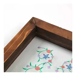 قاب شیشه ای فرم قهوه ای در ابعاد 15*23 با شعار یا مهدی صاحب الزمان سبز