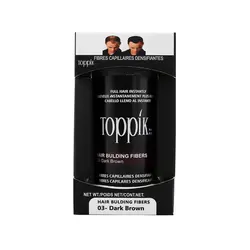 پودر پرپشت کننده مو تاپیک هیر فیلر کد 03 وزن 50 گرم رنگ قهوه ای تیره