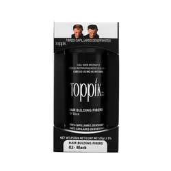 پودر پرپشت کننده مو تاپیک هیر فیلر کد 02 وزن 25 گرم رنگ مشکی