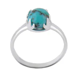 انگشتر نقره زنانه بازرگانی میلادی مدل رکاب مدرن سنگ فیروزه طبیعی قالب جواهر کد AW_626