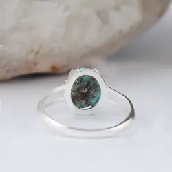 انگشتر نقره زنانه بازرگانی میلادی مدل رکاب مدرن سنگ فیروزه طبیعی قالب جواهر کد AW_626