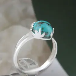 انگشتر نقره زنانه بازرگانی میلادی مدل رکاب مدرن سنگ فیروزه طبیعی قالب جواهر کد AW_626